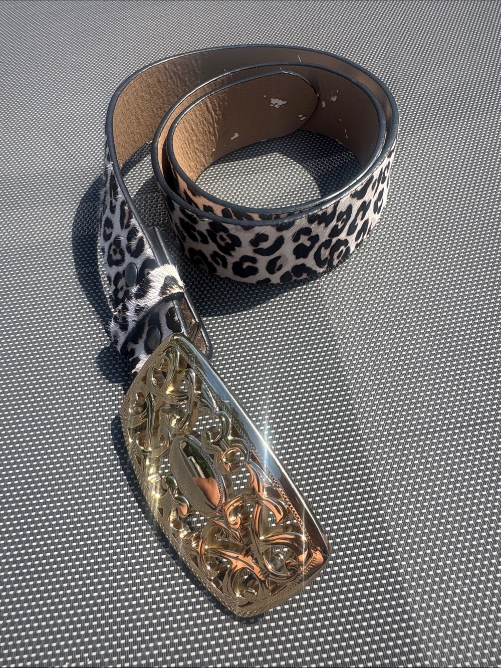 Leopard Print Belt with Ornate Gold Buckle - Picture 5 of 9